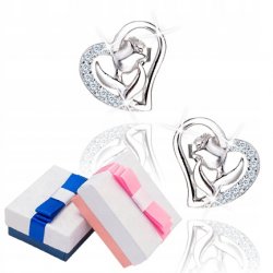 Srebrne kolczyki serca róże dla dziewczyny 925