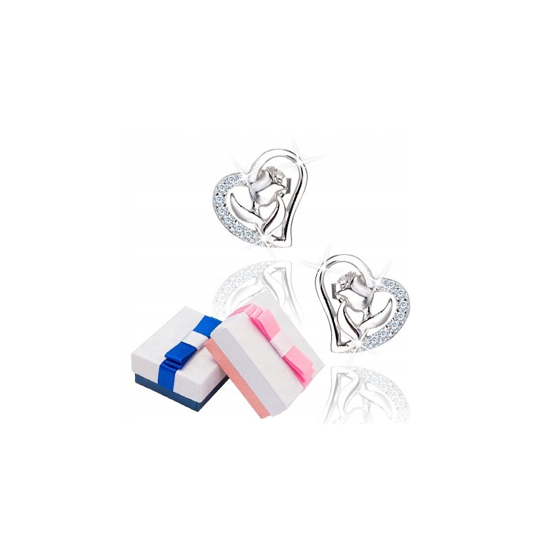 Srebrne kolczyki serca róże dla dziewczyny 925