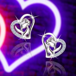 Srebrne kolczyki serca róże dla dziewczyny 925