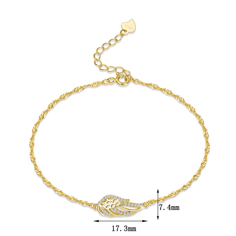 Srebrna bransoletka damska skrzydło srebro pozłacane 925