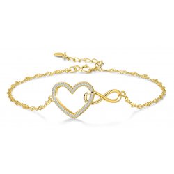 Srebrna bransoletka damska serce nieskończoność celebrytka srebro pozłacane 925