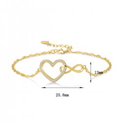 Srebrna bransoletka damska serce nieskończoność celebrytka srebro pozłacane 925