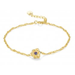 Bransoletka srebrna celebrytka kwiatek kwiat damska srebro pozłacane 925