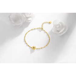 Bransoletka srebrna celebrytka kwiatek kwiat damska srebro pozłacane 925