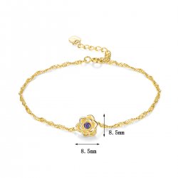 Bransoletka srebrna celebrytka kwiatek kwiat damska srebro pozłacane 925