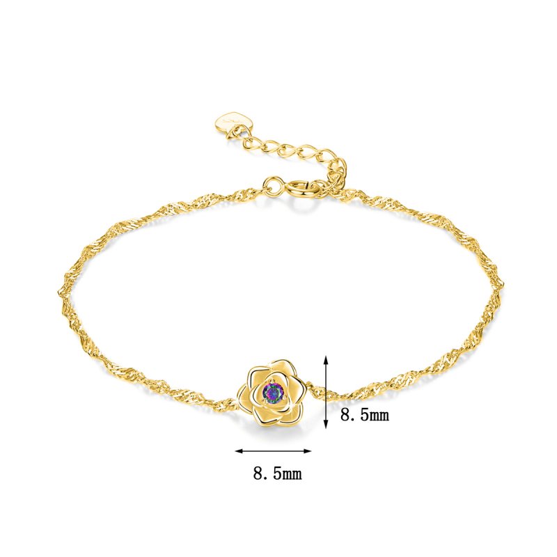 Bransoletka srebrna celebrytka kwiatek kwiat damska srebro pozłacane 925