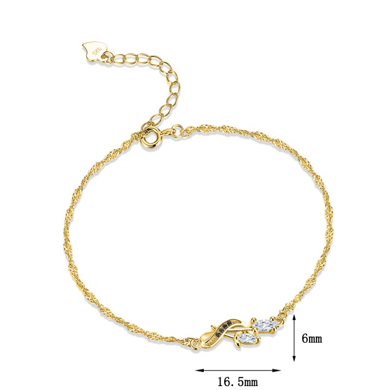 Bransoletka srebrna celebrytka róża damska srebro pozłacane 925