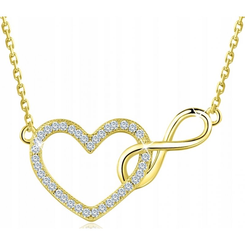 Srebrny naszyjnik serce nieskończoność srebro pozłacane 925