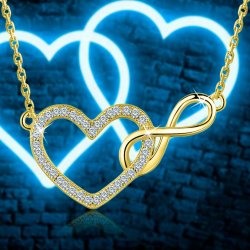 Srebrny naszyjnik serce nieskończoność srebro pozłacane 925