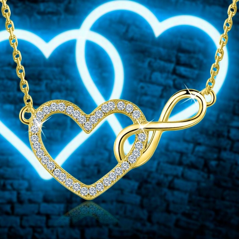 Srebrny naszyjnik serce nieskończoność srebro pozłacane 925