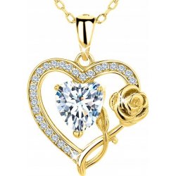 Srebrny naszyjnik damski łańcuszek róża srebro pozłacane 925