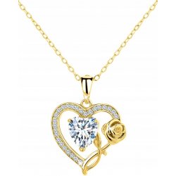 Srebrny naszyjnik damski łańcuszek róża srebro pozłacane 925