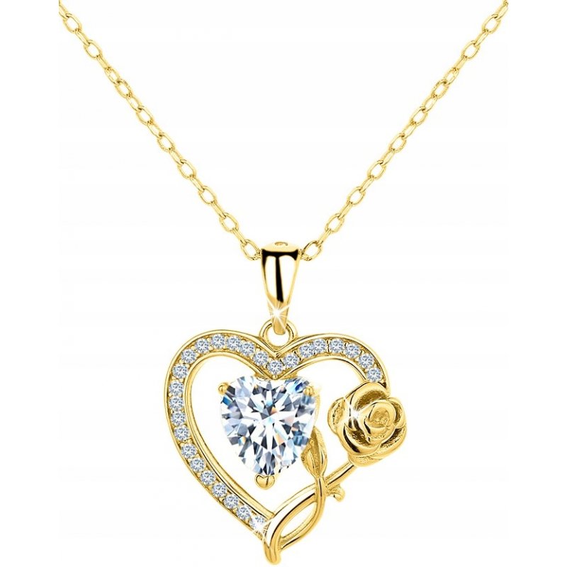 Srebrny naszyjnik damski łańcuszek róża srebro pozłacane 925