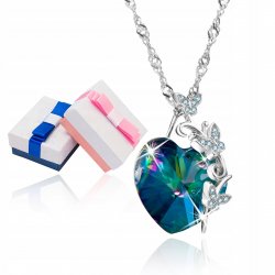 Naszyjnik srebrny rodowany topaz serce dla kobiety łańcuszek damski srebro