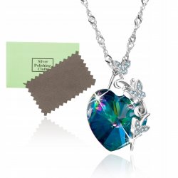 Naszyjnik srebrny rodowany topaz serce dla kobiety łańcuszek damski srebro