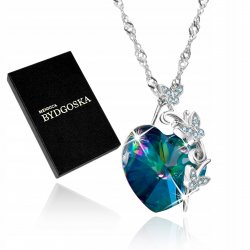 Naszyjnik srebrny rodowany topaz serce dla kobiety łańcuszek damski srebro