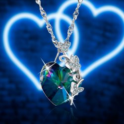 Naszyjnik srebrny rodowany topaz serce dla kobiety łańcuszek damski srebro