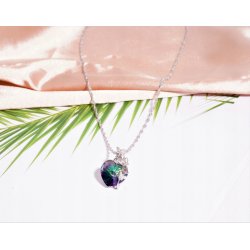 Naszyjnik srebrny rodowany topaz serce dla kobiety łańcuszek damski srebro