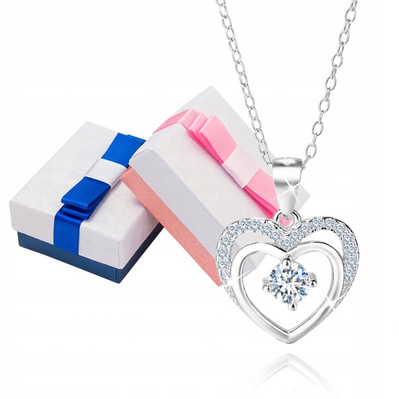 Naszyjnik srebrny rodowany 925 serce dla kobiety