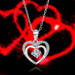 Naszyjnik srebrny rodowany 925 serce dla kobiety