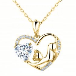 Srebrny naszyjnik łańcuszek z zawieszką kot naszyjnik srebro pozłacane próba 925 damski