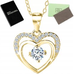 Srebrny naszyjnik łańcuszek z zawieszką serce srebro pozłacane elegancki dodatek