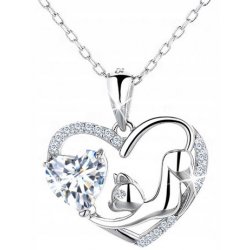 Naszyjnik srebrny damski kotek łańcuszek z zawieszką rodowany srebro 925