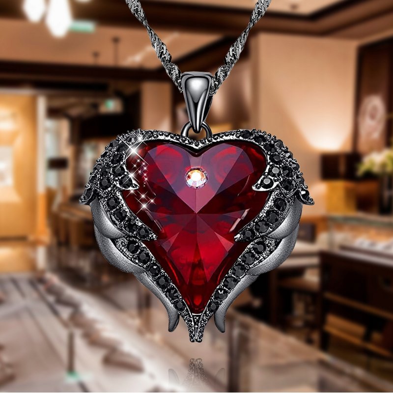 Naszyjnik srebrny 925 serce anioła łańcuszek damski z zawieszką srebro