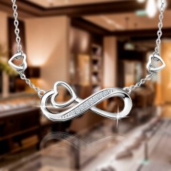 Naszyjnik srebrny serce nieskończoność rodowany