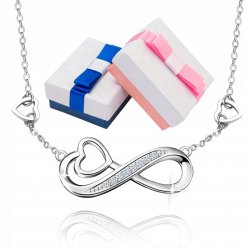 Naszyjnik srebrny serce nieskończoność rodowany