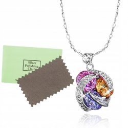 Naszyjnik srebrny rodowany łańcuszek z zawieszką