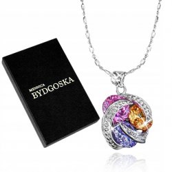 Naszyjnik srebrny rodowany łańcuszek z zawieszką