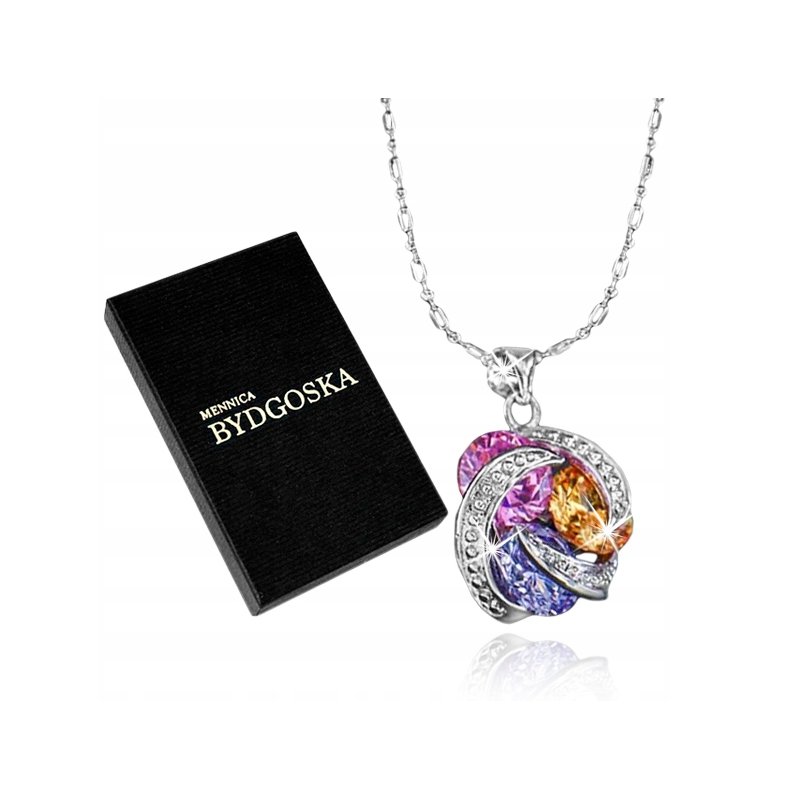 Naszyjnik srebrny rodowany łańcuszek z zawieszką