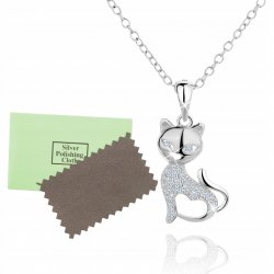Naszyjnik srebrny rodowany kot srebro 925 dla niej