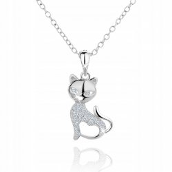 Naszyjnik srebrny rodowany kot srebro 925 dla niej