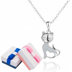 Naszyjnik srebrny rodowany kot srebro 925 dla niej