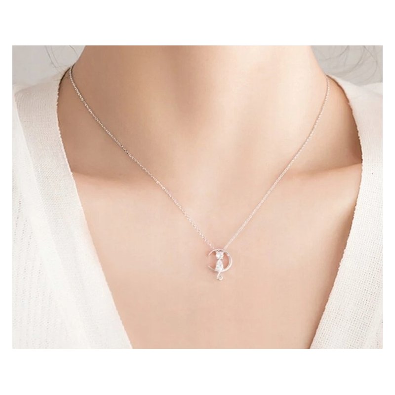 Srebrny naszyjnik 925 celebrytka kotek dla kobiety