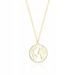 Naszyjnik azymut srebrny pozłacany mapa celebrytka