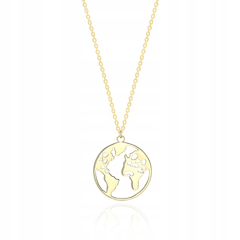 Naszyjnik azymut srebrny pozłacany mapa celebrytka