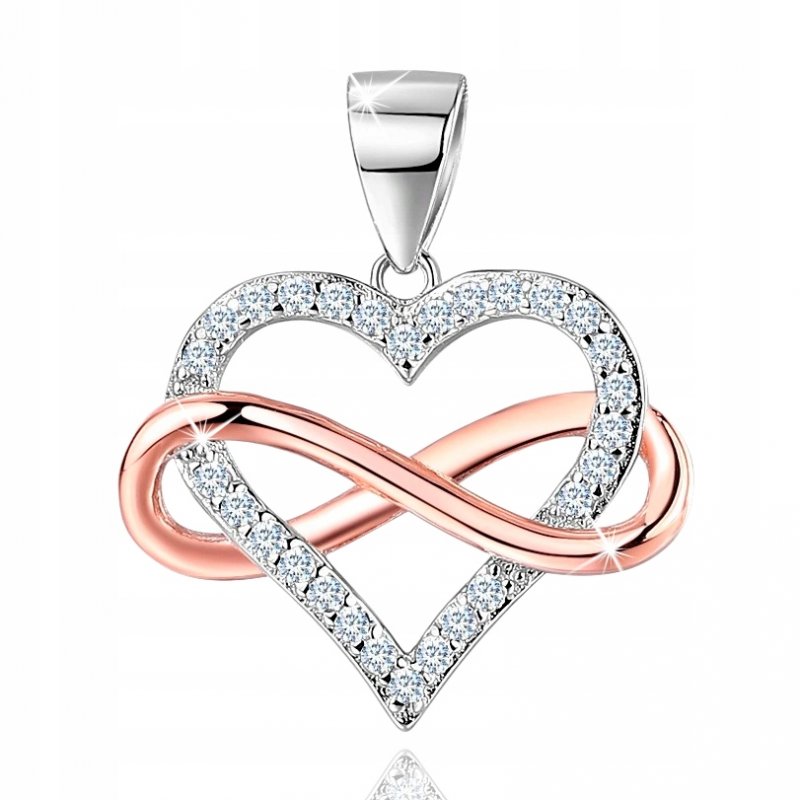 Srebrny naszyjnik serce nieskończoność dla ukochanej