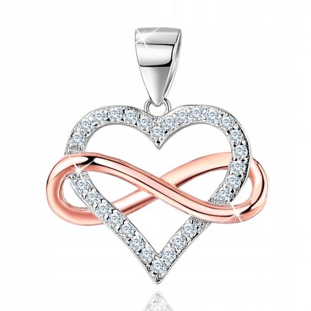 Srebrny naszyjnik serce nieskończoność dla ukochanej