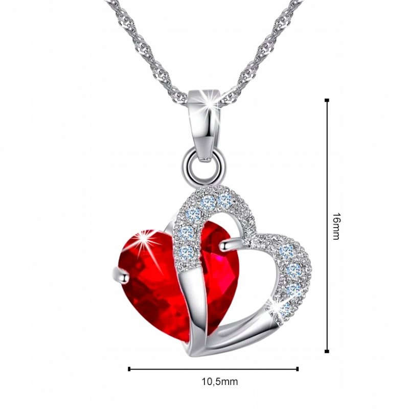 Naszyjnik serce dla kobiety srebro 925 rodowany