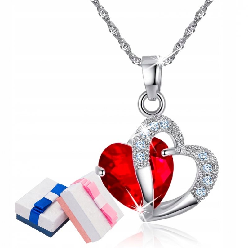 Naszyjnik serce dla kobiety srebro 925 rodowany