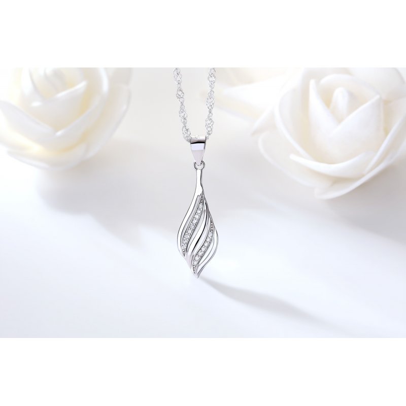 Naszyjnik srebrny łańcuszek damski z zawieszką rodowany dla kobiety srebro