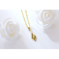 Srebrny naszyjnik listek na dzień matki srebro pozłacane 925