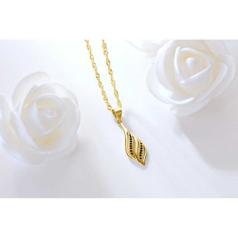 Srebrny naszyjnik listek na dzień matki srebro pozłacane 925