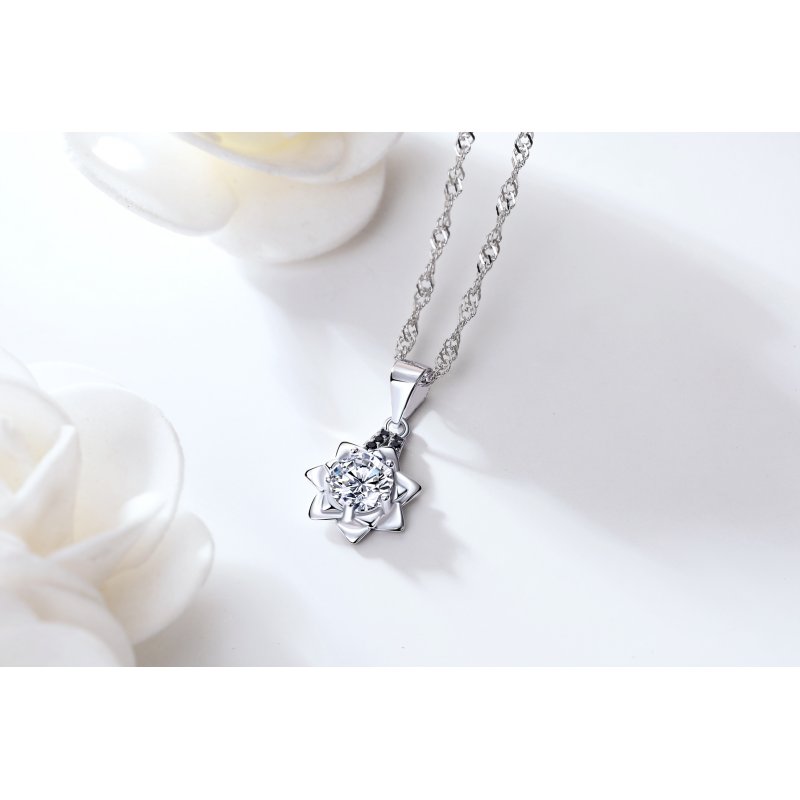 Naszyjnik srebrny 925 rodowany róża dla kobiety