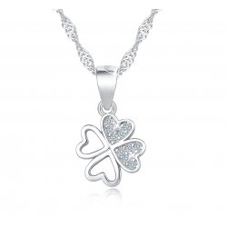 Naszyjnik srebrny 925 rodowany serca koniczyna łańcuszek damski z zawieszką