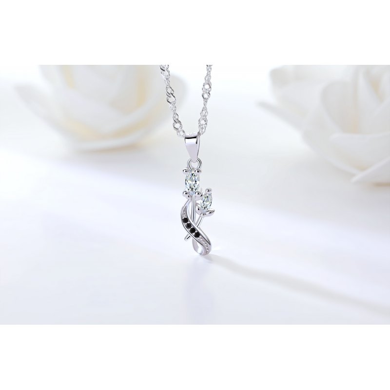 Naszyjnik srebrny łańcuszek z zawieszką rodowany