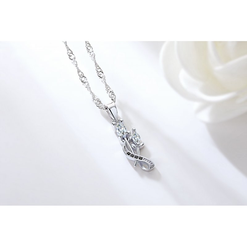 Naszyjnik srebrny łańcuszek z zawieszką rodowany